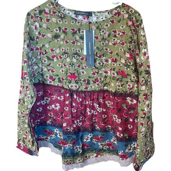 Zanzea Collection Women’s Bohemian Floral Long Sleeve Lace Trim Top Large NWT - Picture 11 of 11